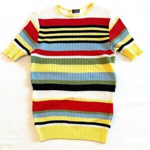 Kookai knit top Small stripes red yellow blue stretch 90s